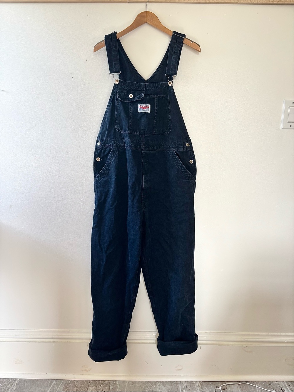Vintage IKEDA Black Denim Utility Workwear Overalls